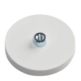 Rubber-coated magnets with socket screw white  | 43 mm | M4 