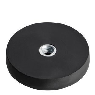 Rubber-coated magnets with internal thread black  | 31 mm