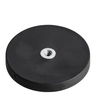 Rubber-coated magnets with internal thread black  | 43 mm