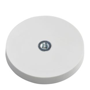 Rubber-coated magnets with internal thread white  | 43 mm