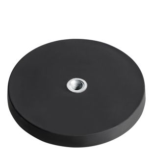 Rubber-coated magnets with internal thread black  | 66 mm