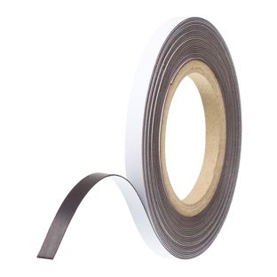 Coloured magnetic tape 10 mm | white  | 10 m | 0.85 mm