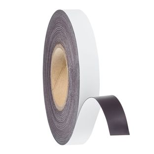 Coloured magnetic tape 25 mm | white | 30 m | 0,6 mm