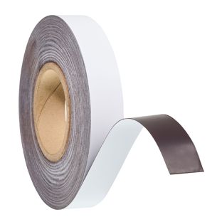Coloured magnetic tape 30 mm | white | 30 m | 0,6 mm