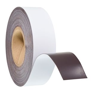 Coloured magnetic tape 50 mm | white | 30 m | 0,6 mm