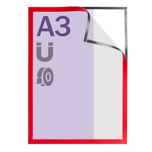 Magnetic frames A3, self-adhesive red  | completely self-adhesive 