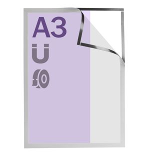 Magnetic frames A3, self-adhesive silver  | completely self-adhesive 