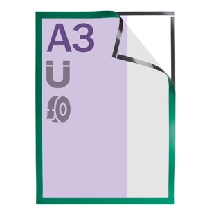 Magnetic frames A3, self-adhesive green  | completely self-adhesive 