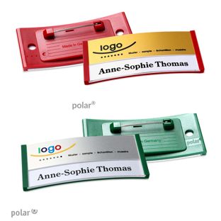 Name badges polar® alu-print Stainless steel pin 