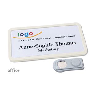 Name badges OFFICE, magnetic smag® Magnet | white | 75 x 37 mm