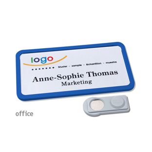 Name badges OFFICE, magnetic smag® Magnet | blue | 75 x 37 mm