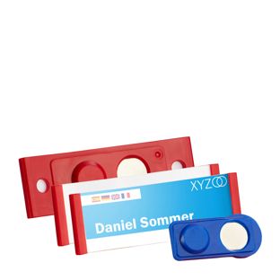 Name badges FORUM, magnetic red | 63 x 22 mm