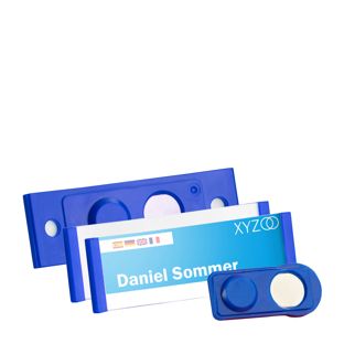 Name badges FORUM, magnetic dark blue | 63 x 22 mm