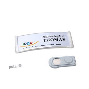 Name badges polar®, magnetic smag® Magnet | transparent | 64 x 22 mm