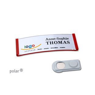 Name badges polar®, magnetic smag® Magnet | red | 64 x 22 mm