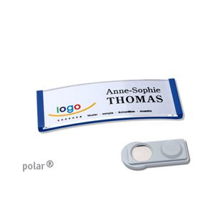 Name badges polar®, magnetic smag® Magnet | blue | 64 x 22 mm