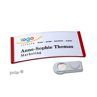 Name badges polar®, magnetic smag® Magnet | red | 74 x 34 mm