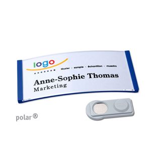 Name badges polar®, magnetic smag® Magnet | blue | 74 x 34 mm