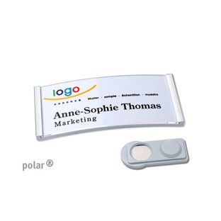Name badges polar®, magnetic 65 x 30 mm  | stainless steel  | smag® Magnet 
