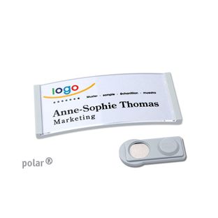 Name badges polar®, magnetic 65 x 30 mm  | light grey  | smag® Magnet 