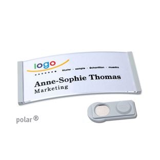 Name badges polar®, magnetic 74 x 34 mm  | light grey  | smag® Magnet 
