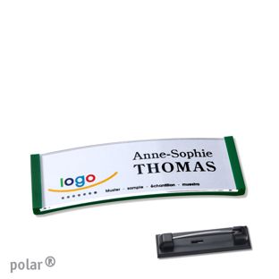 Name badges with pin polar® green | 64 x 22 mm