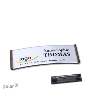 Jmenovka se špendlíkem polar® průsvitné provedení, antracitová | 64 x 22 mm