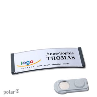Name badges polar®, magnetic 64 x 22 mm  | anthracite  | smag® Magnet 