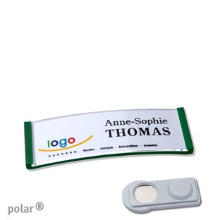 Name badges polar®, magnetic 64 x 22 mm  | green  | smag® Magnet 