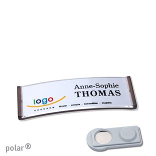 Name badges polar®, magnetic 64 x 22 mm  | translucent|anthracite  | smag® Magnet 