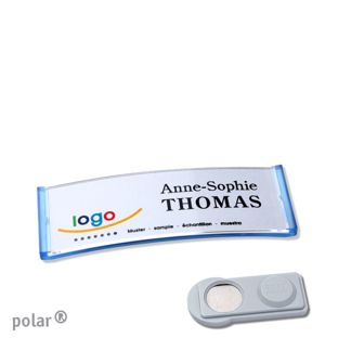 Name badges polar®, magnetic smag® Magnet | translucent, blue | 64 x 22 mm