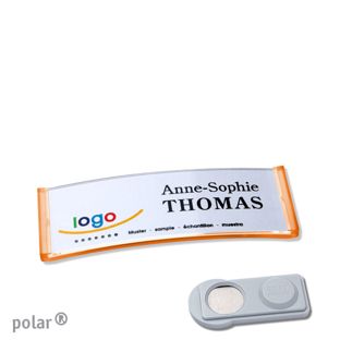 Name badges polar®, magnetic 64 x 22 mm  | translucent|orange  | smag® Magnet 
