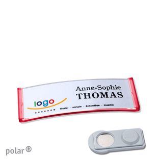 Name badges polar®, magnetic 64 x 22 mm  | translucent|red  | smag® Magnet 