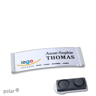 Name badges polar®, magnetic smag® magnet, extra strong | light grey | 64 x 22 mm