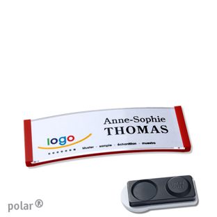 Name badges polar®, magnetic smag® magnet, extra strong | red | 64 x 22 mm