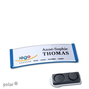 Name badges polar®, magnetic smag® magnet, extra strong | medium blue | 64 x 22 mm
