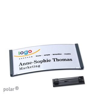 Name badges with pin polar® anthracite | 65 x 30 mm