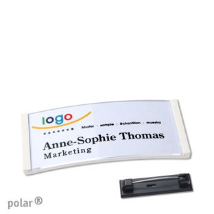 Name badges with pin polar® white | 65 x 30 mm