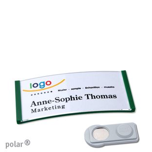 Name badges polar®, magnetic smag® Magnet | green | 65 x 30 mm