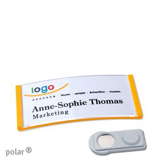 Name badges polar®, magnetic smag® Magnet | yellow | 65 x 30 mm