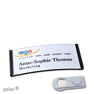 Name badges polar®, magnetic smag® Magnet | black | 65 x 30 mm