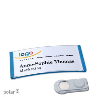 Name badges polar®, magnetic smag® Magnet | medium blue | 65 x 30 mm
