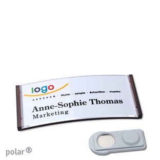 Name badges polar®, magnetic smag® Magnet | translucent, anthracite | 65 x 30 mm
