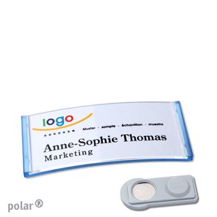 Name badges polar®, magnetic smag® Magnet | translucent, blue | 65 x 30 mm