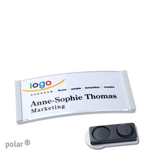 Name badges polar®, magnetic smag® magnet, extra strong | light grey | 65 x 30 mm