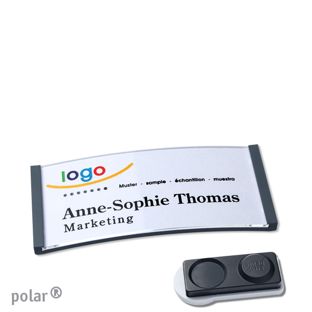 Name badges polar®, magnetic smag® magnet, extra strong | anthracite | 65 x 30 mm