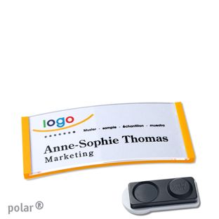 Name badges polar®, magnetic smag® magnet, extra strong | yellow | 65 x 30 mm