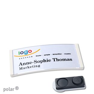 Name badges polar®, magnetic smag® magnet, extra strong | white | 65 x 30 mm