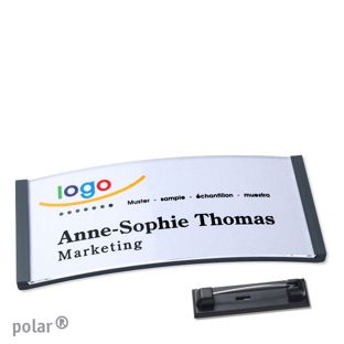 Name badges with pin polar® anthracite | 74 x 34 mm