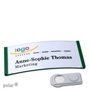 Name badges polar®, magnetic smag® Magnet | green | 74 x 34 mm